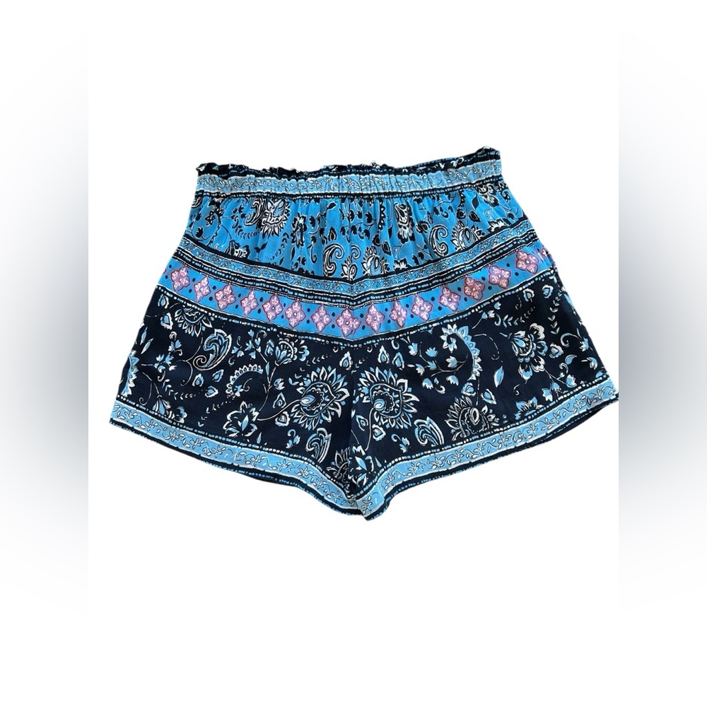 π EUC LOFT Boho Paisley Floral Tie Shorts | Blue Black Pink | Womenβs Small - Picture 2 of 5